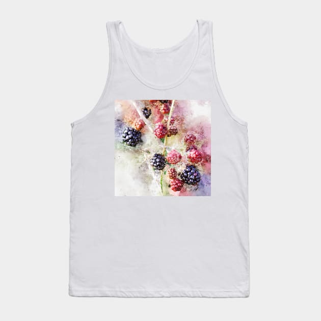 Blackberries - Summer's Blood - Watercolor Tank Top by WesternExposure